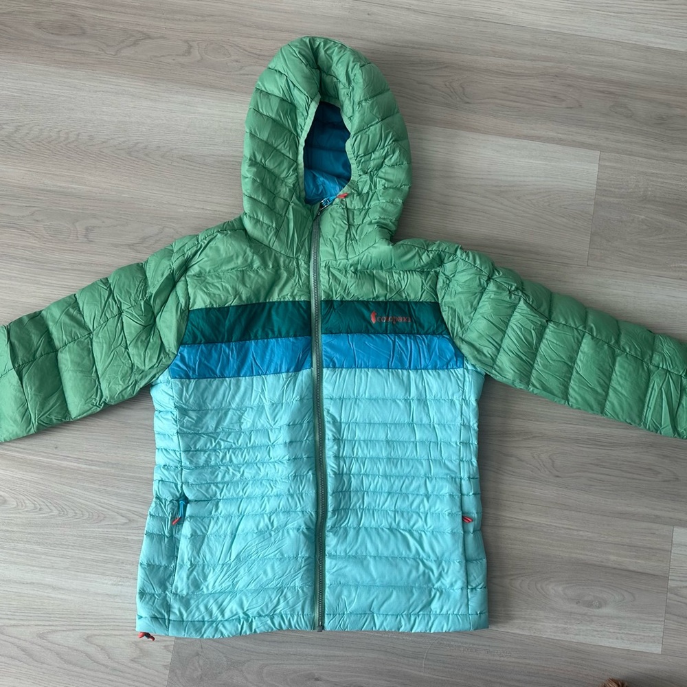 Cotopaxi Green and Blue Puffer Jacket